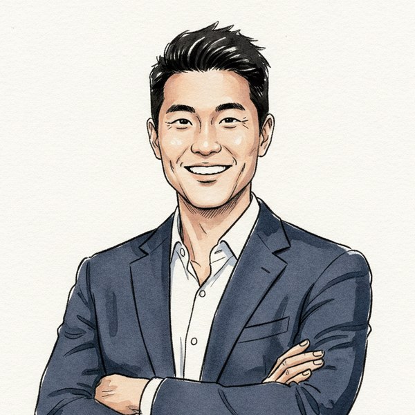 Illustrated portrait of Victor Lee